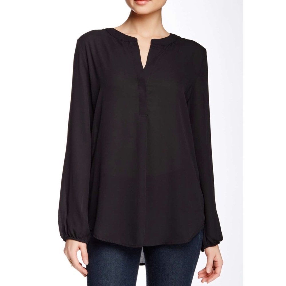 Harlowe & Graham black split front blouse XS